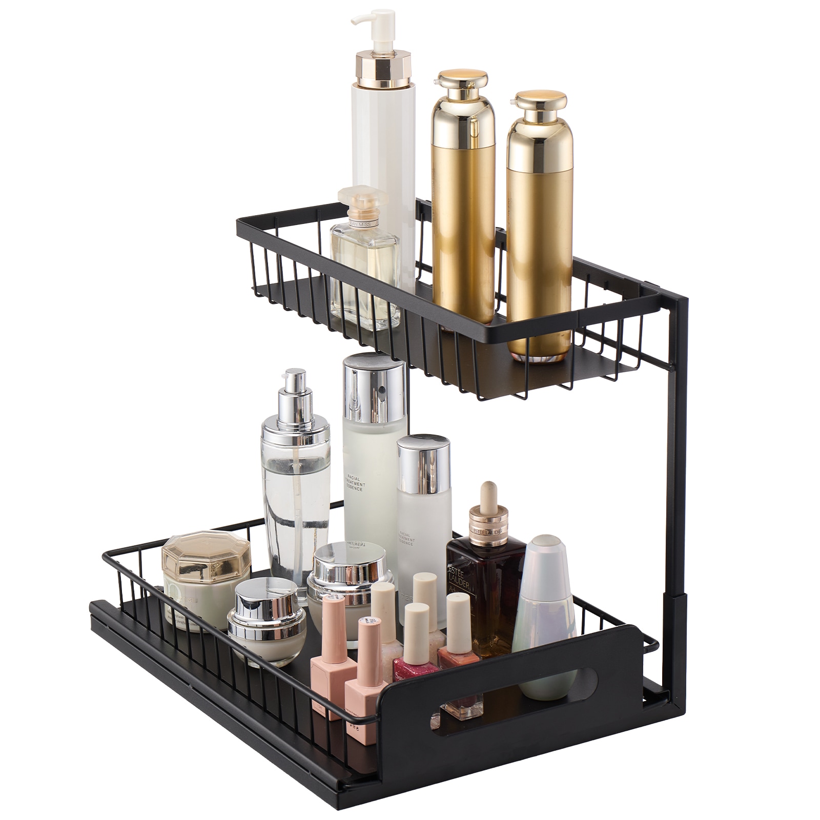 2-tier Pull Out Under Sink Cabinet Organizer Drawer Shelf Unit_voghion.com